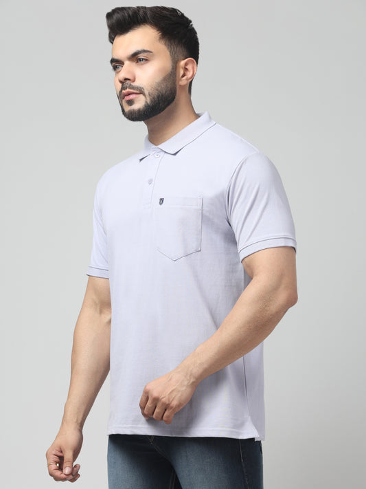 Men's White Polo Neck Half Sleeve T-Shirt