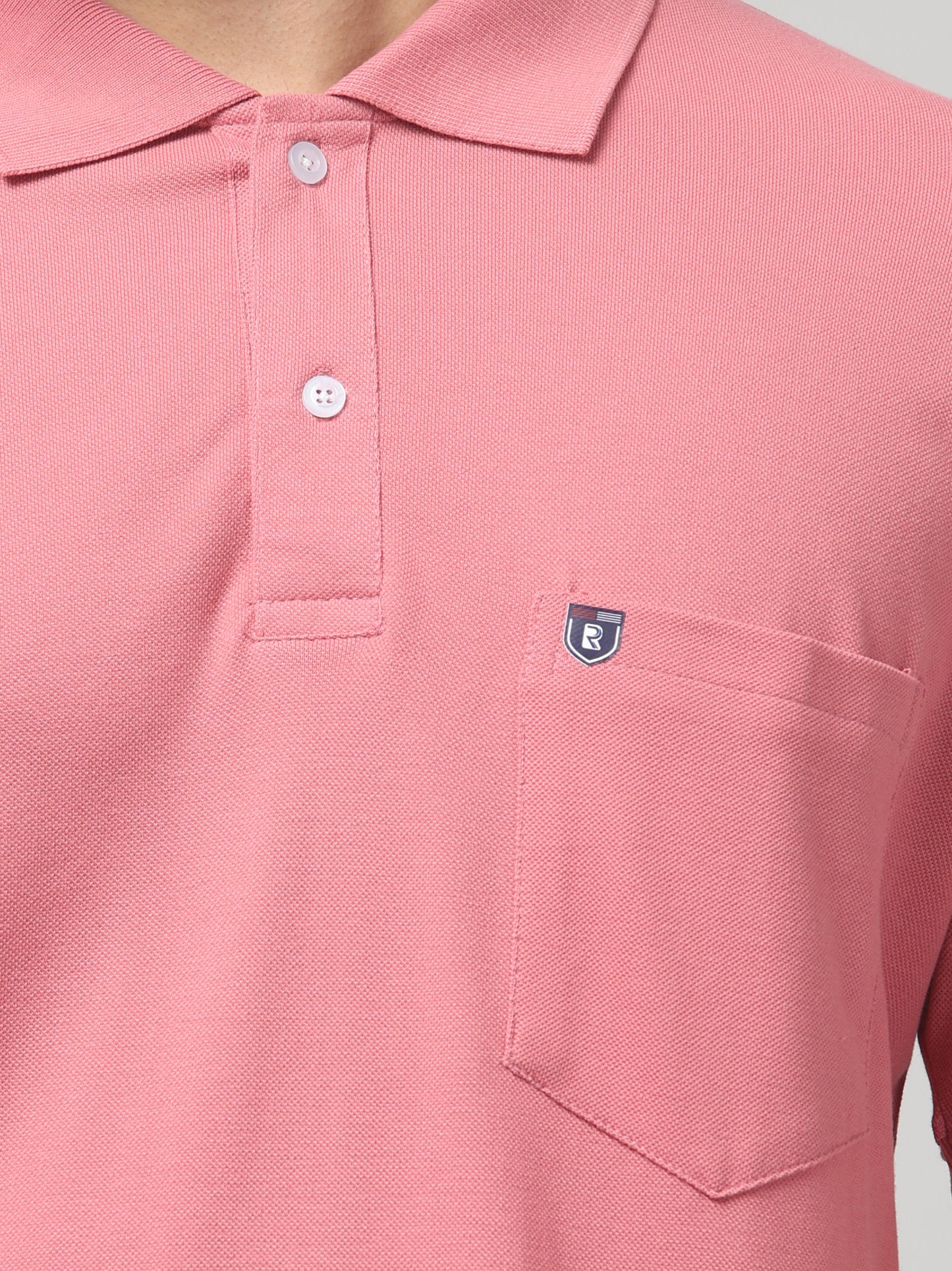Men's Pink Polo Neck Half Sleeve T-Shirt