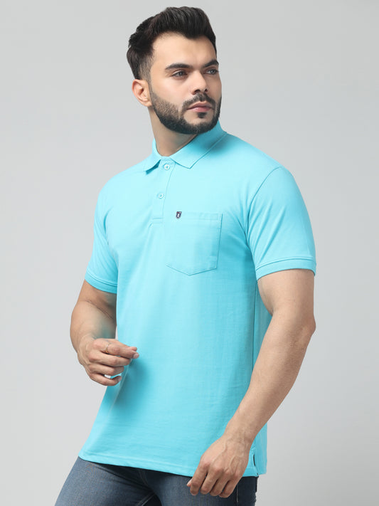 Men's Firozi Polo Neck Half Sleeve T-Shirt