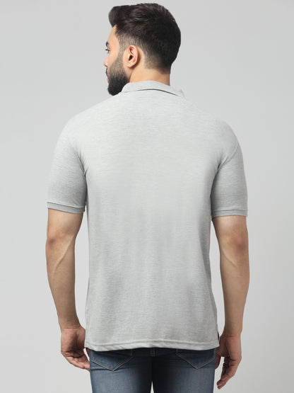 Men's Light Gray Polo Neck Half Sleeve T-Shirt
