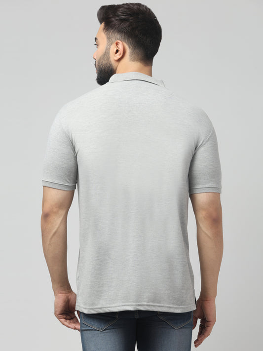 Men's Light Gray Polo Neck Half Sleeve T-Shirt