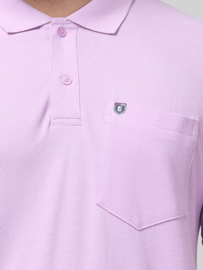 Men's Purple Polo Neck Half Sleeve T-Shirt