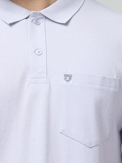 Men's White Polo Neck Half Sleeve T-Shirt