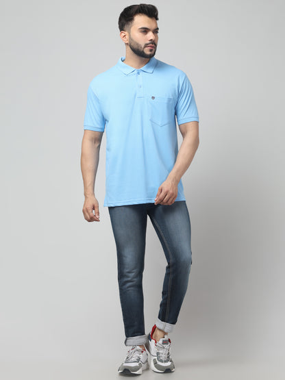 Men's Firozi Polo Neck Half Sleeve T-Shirt