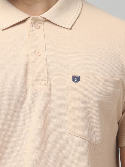 Men's Light Pink Polo Neck Half Sleeve T-Shirt