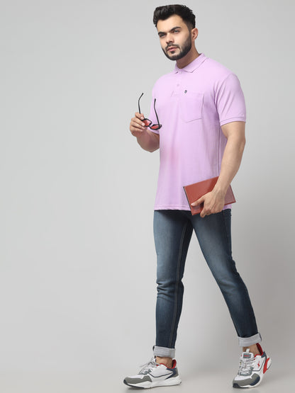 Men's Purple Polo Neck Half Sleeve T-Shirt