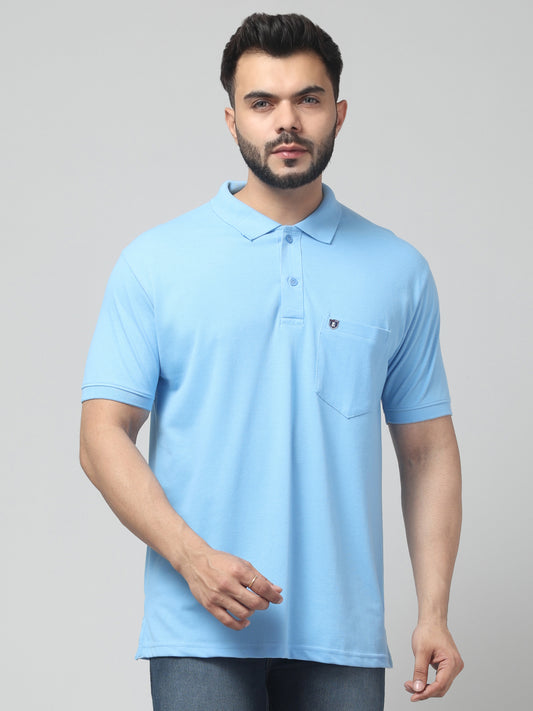Men's Firozi Polo Neck Half Sleeve T-Shirt