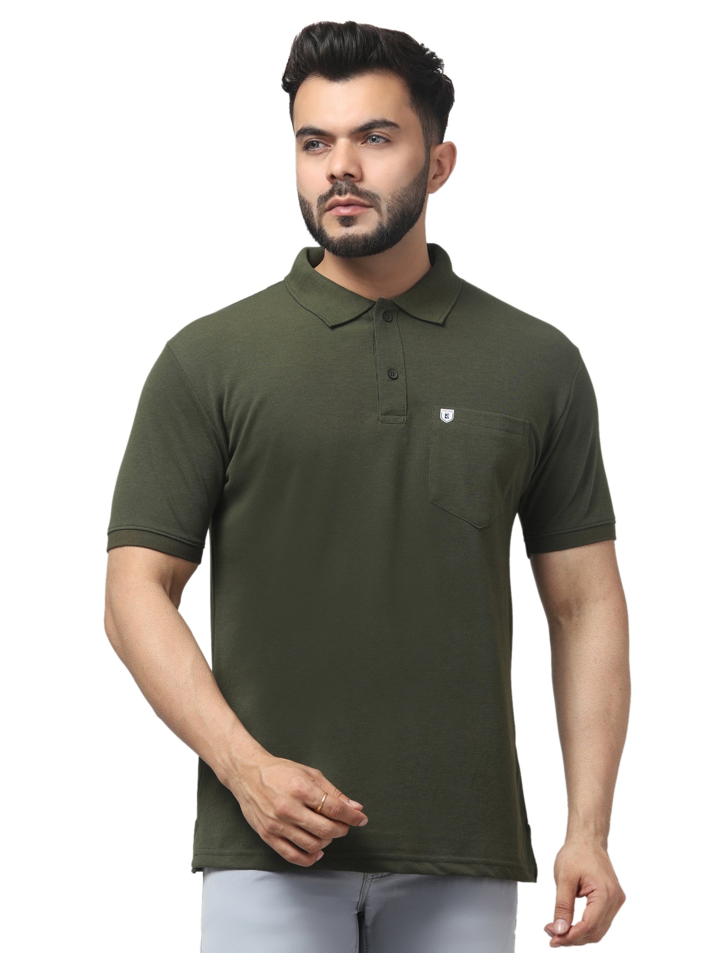 Men's Green Polo Neck Half Sleeve T-Shirt