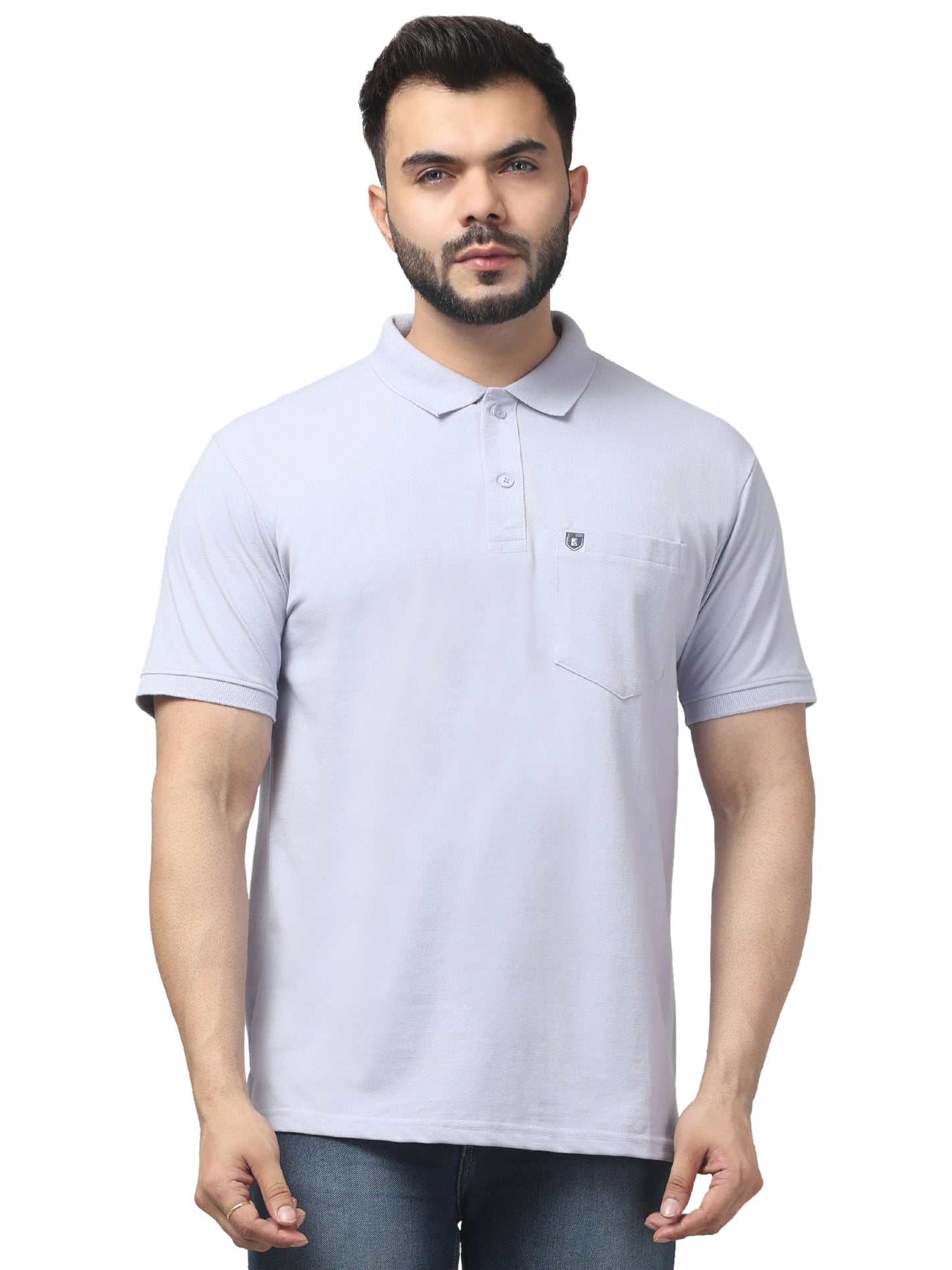 Men's White Polo Neck Half Sleeve T-Shirt