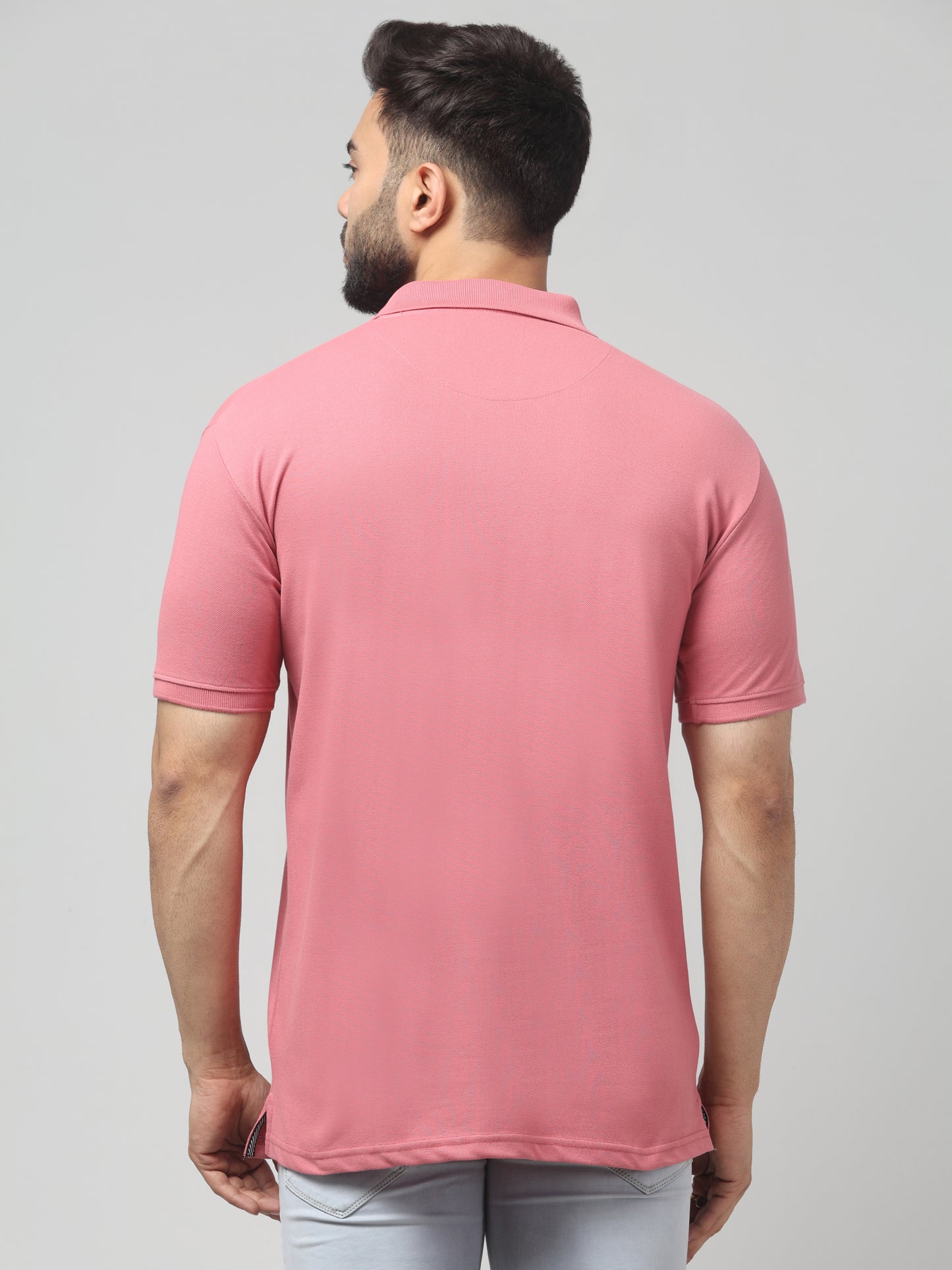 Men's Pink Polo Neck Half Sleeve T-Shirt