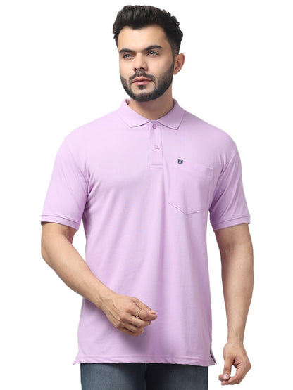 Men's Purple Polo Neck Half Sleeve T-Shirt