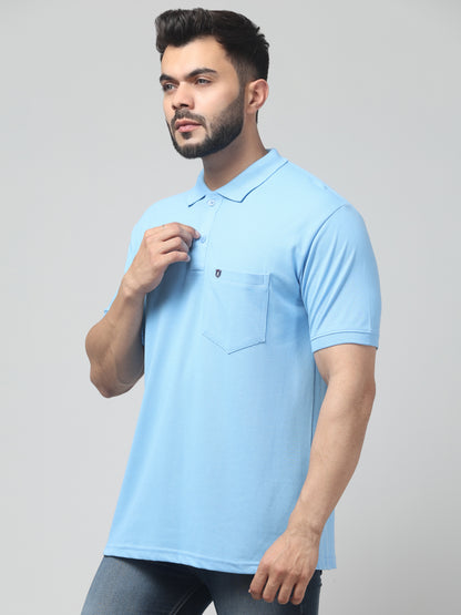 Men's Firozi Polo Neck Half Sleeve T-Shirt