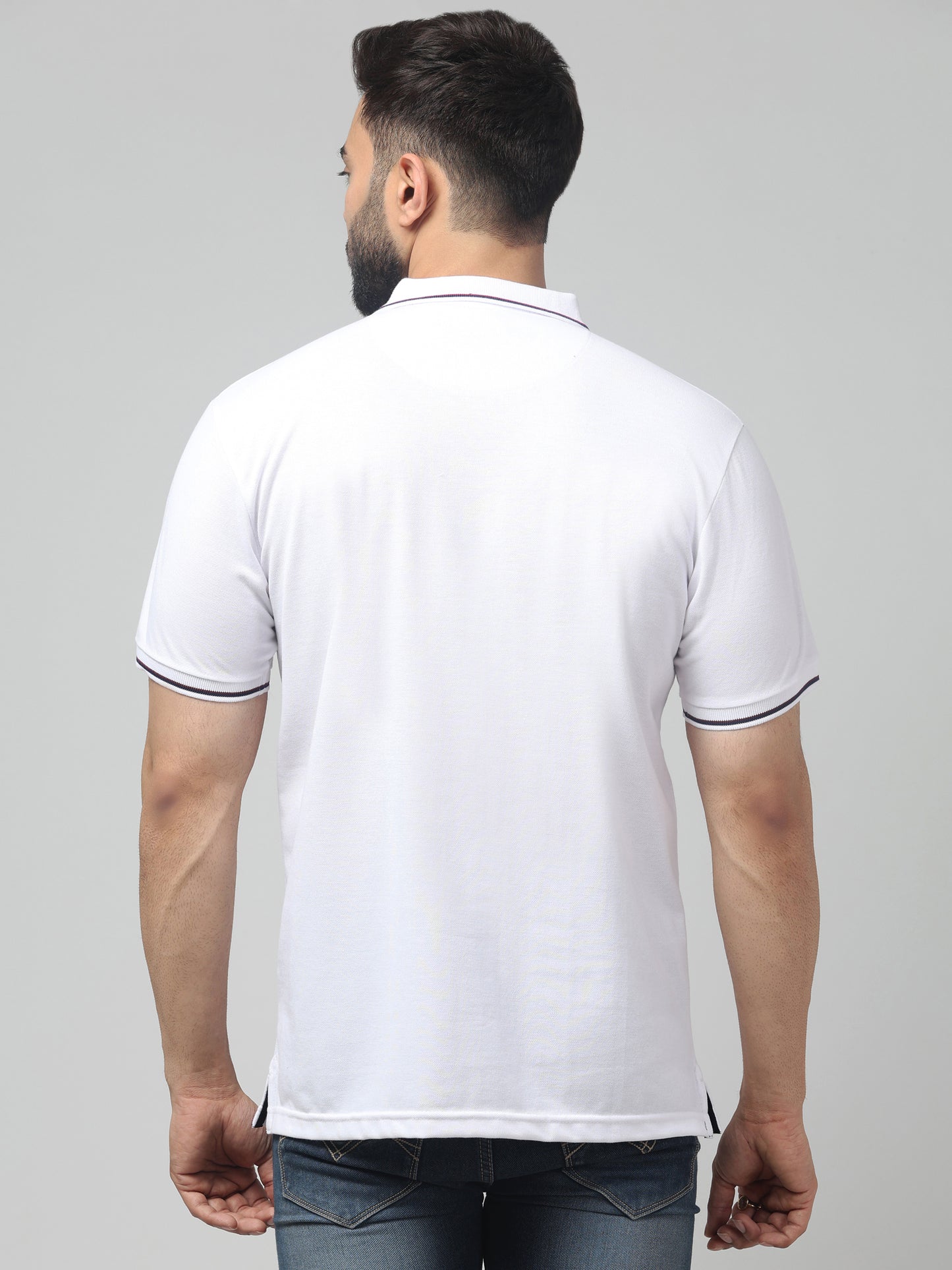 Men's White Polo Neck Half Sleeve T-Shirt