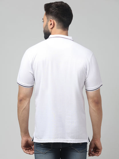 Men's White Polo Neck Half Sleeve T-Shirt