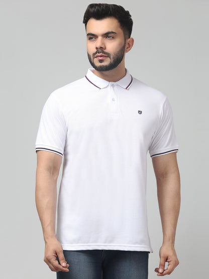 Men's White Polo Neck Half Sleeve T-Shirt