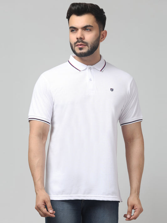 Men's White Polo Neck Half Sleeve T-Shirt