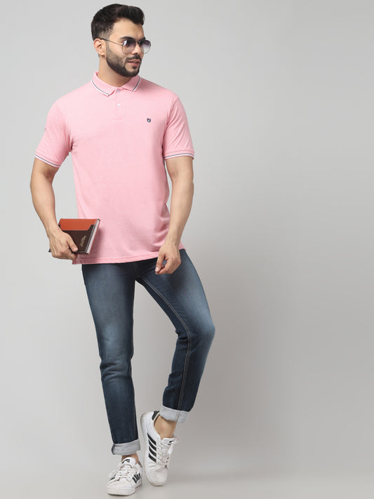 Men's Pink Polo Half Sleeve T-Shirt