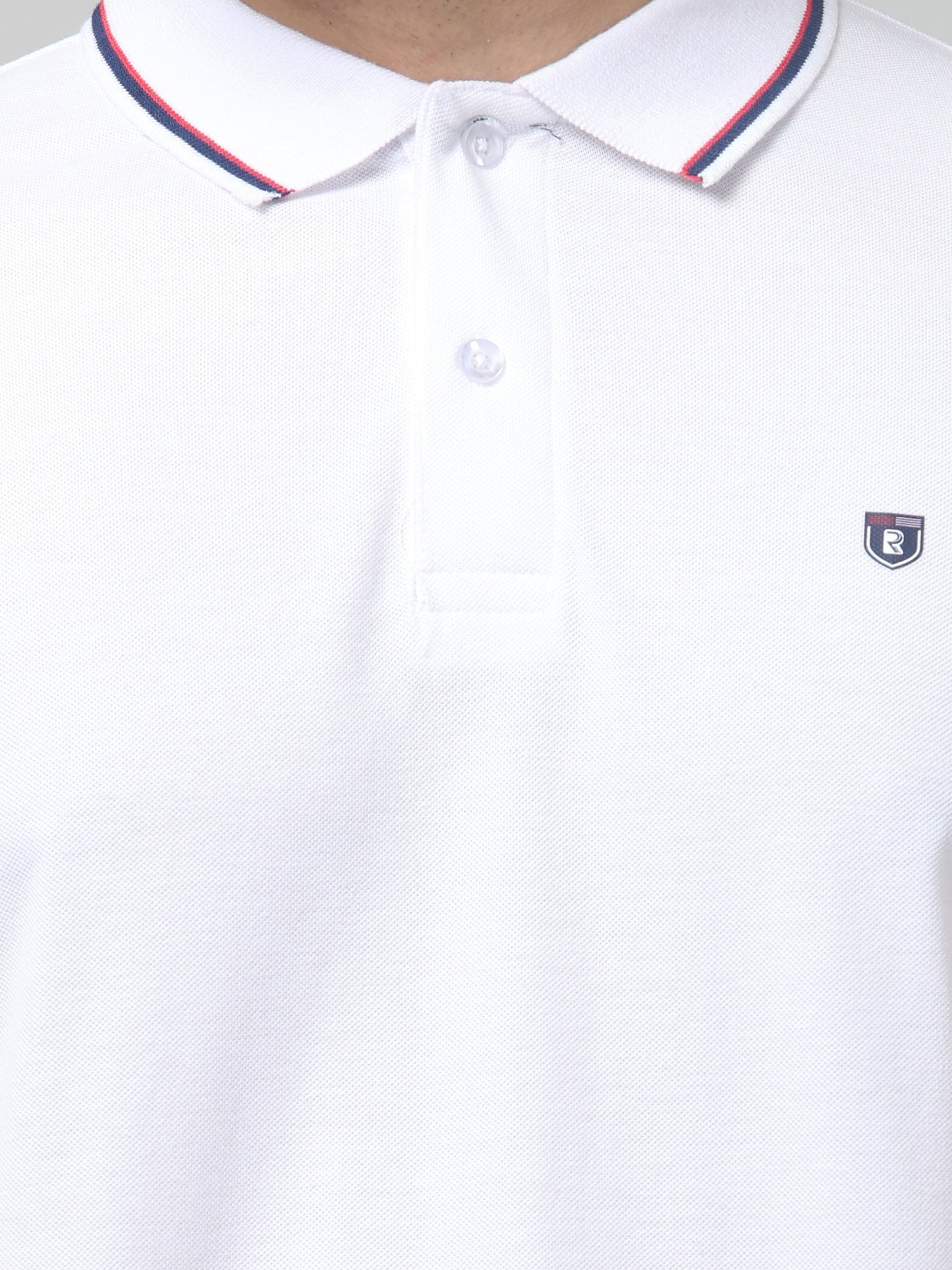 Men's White Polo Neck Half Sleeve T-Shirt