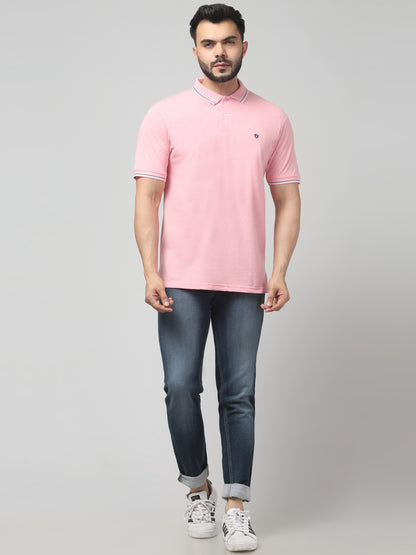 Men's Pink Polo Half Sleeve T-Shirt