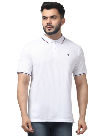 Men's White Polo Neck Half Sleeve T-Shirt