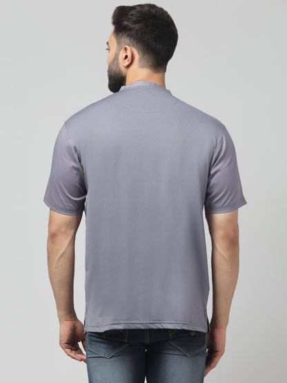 Men's Gray Round Neck Half Sleeve T-Shirt