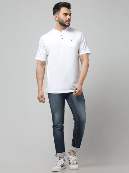 Men's White Round Neck Half Sleeve T-Shirt