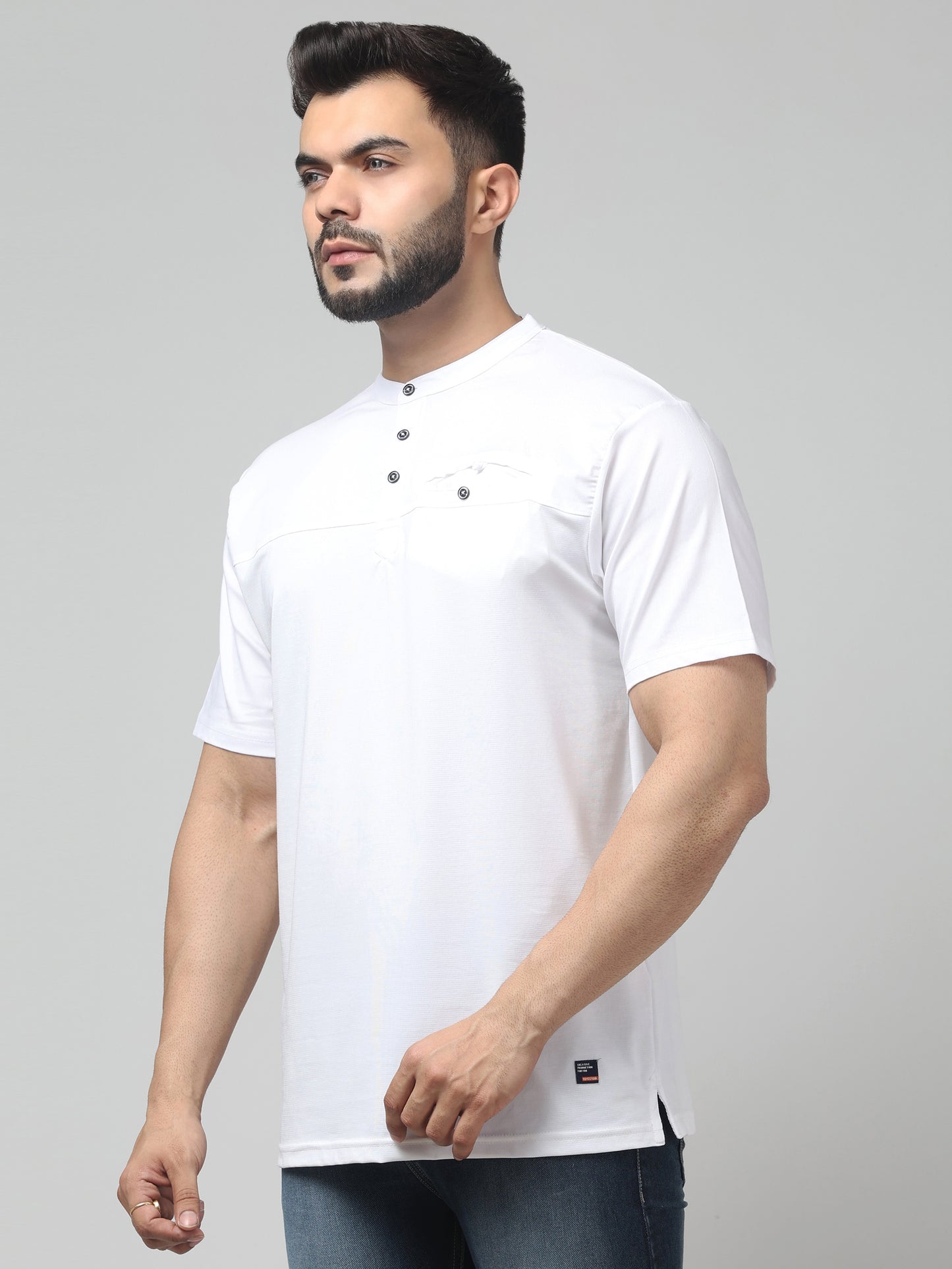 Men's White Round Neck Half Sleeve T-Shirt