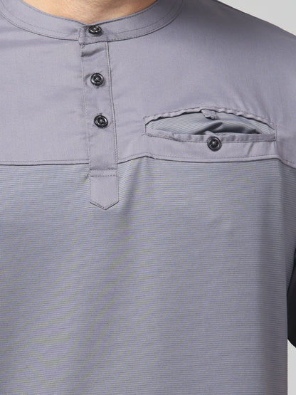 Men's Gray Round Neck Half Sleeve T-Shirt