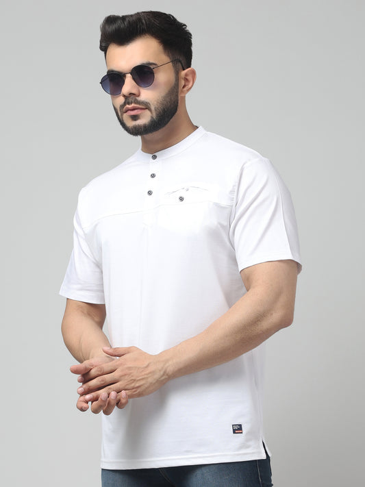 Men's White Round Neck Half Sleeve T-Shirt