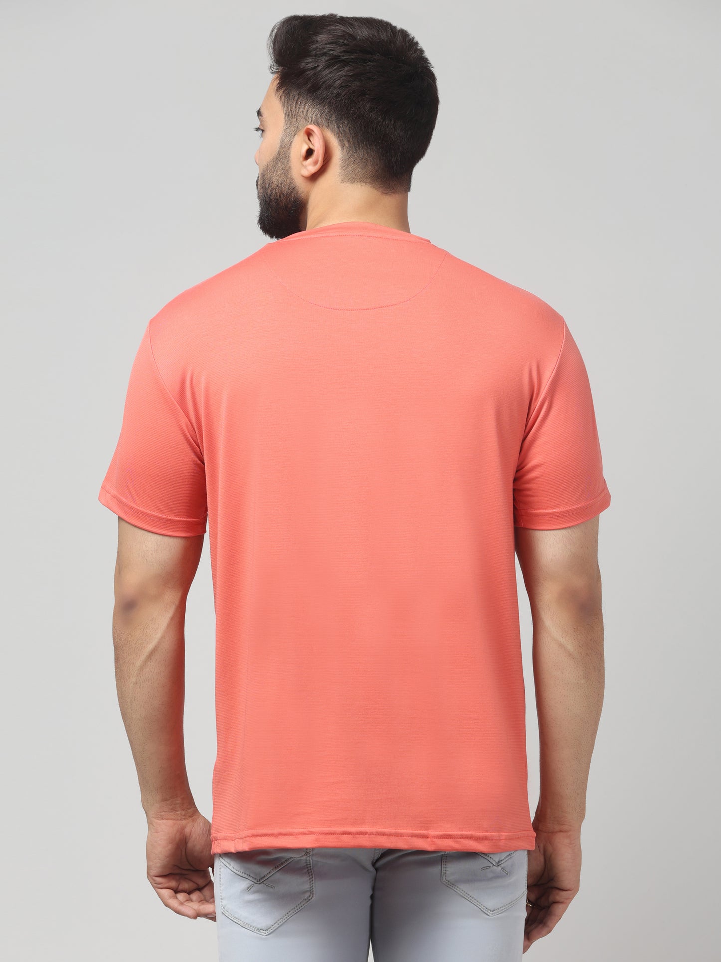 Men's Orange Round Neck Half Sleeve T-Shirt