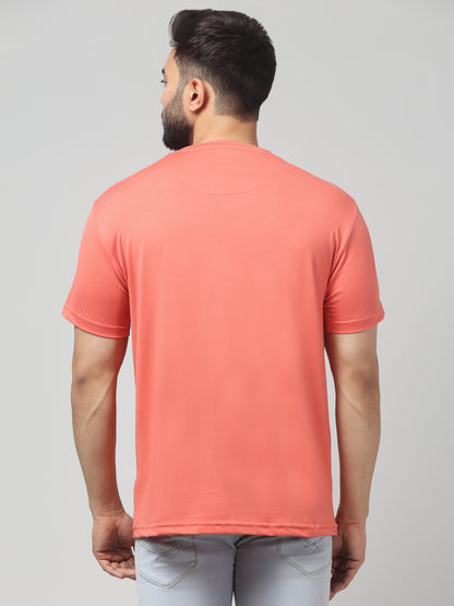 Men's Orange Round Neck Half Sleeve T-Shirt